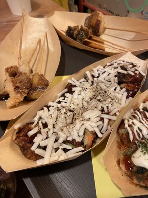 Spicy Takoyaki with vegan cheese   at OKO Takoyaki in Osaka