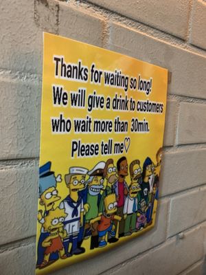 Free drink if you have to wait over 30 minutes  at OKO Takoyaki in Osaka