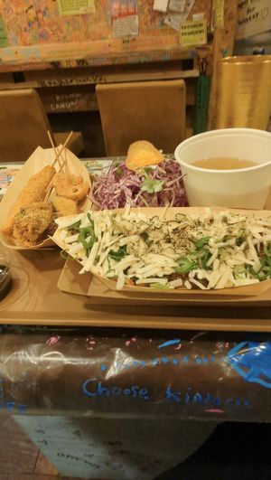 Original version. Comes with Miso Soup, Vegan cheese and green onions ¥100 extra each. at OKO Takoyaki in Osaka