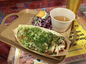 Spicy takoyaki with spring onions  at OKO Takoyaki in Osaka
