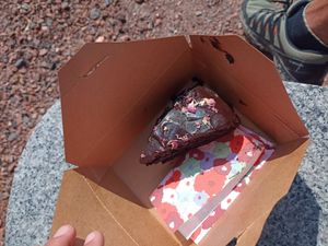 A chocolate pie on the go! at Tuincafé Bertje Jens in Pieterburen