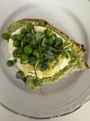 Pea feta toast —yum!  at Sfera in Berlin