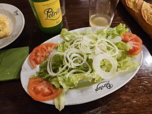 Looks dull, was delicious! at Petritegi Sagardotegia in Astigarraga