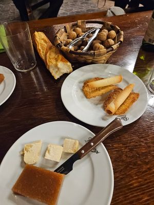 The vegan cheese was FENOMENAL! at Petritegi Sagardotegia in Astigarraga