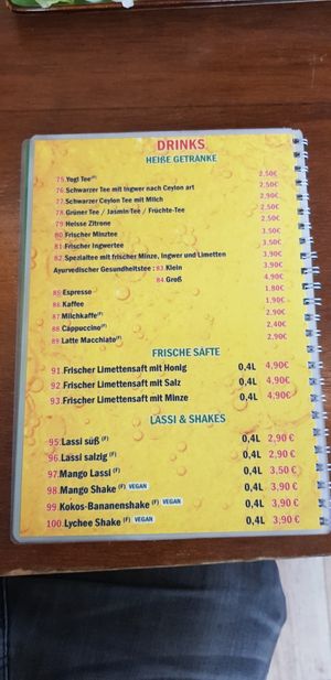 Menu 4 drinks at Veggie & Vega Trend in Berlin