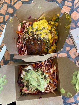 Two vegan small salad boxes 💚 at Alpha Bar in Oxford