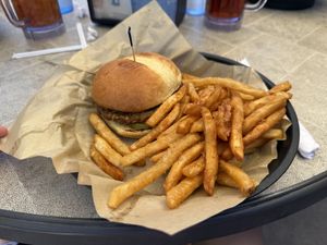 Mackey burger with vegan pattyy  at Macky's Grill in Payson