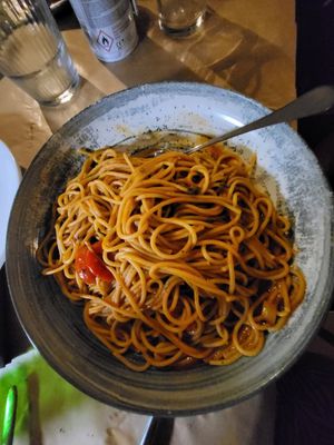 Neapolitan spaghetti at Ionion Fish Restaurant in Syvota
