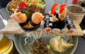 Surimi Nigiri, „Chicken“ Maki and pepper Maki  at Project Vegan in Koblenz