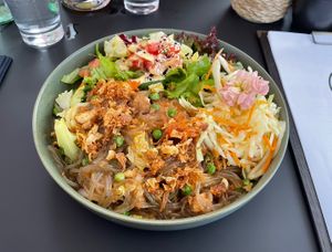 H2 noodles with soja and chickenlike pieces  at Project Vegan in Koblenz