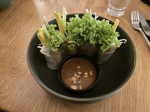 Summerrolls with vegan chicken  at Project Vegan in Koblenz