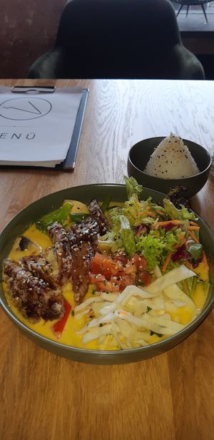 What the duck with extra rice at Project Vegan in Koblenz