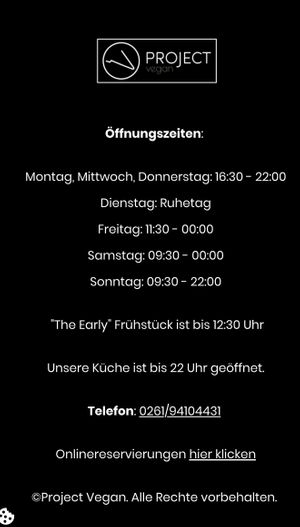 Opening times, June 2025  at Project Vegan in Koblenz