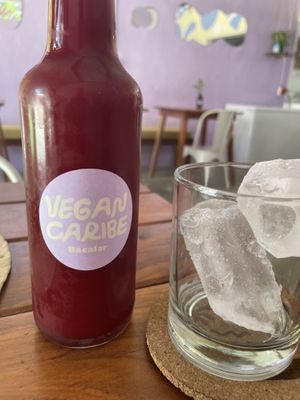 Fresh pressed juice  at Vegan Caribe in Bacalar