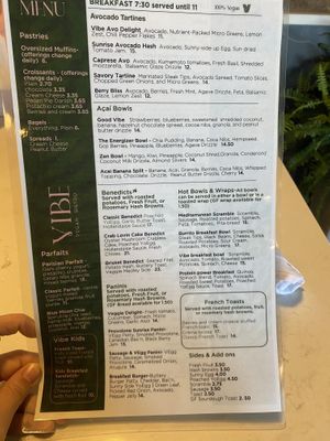 Breakfast Menu  at Vibe Vegan Bistro in Destin