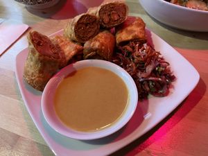 spring rolls with jackfruit!  at XO Bar in Portland