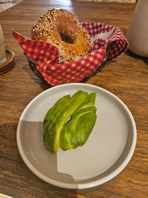 Bagel (not vegan) with avocado at Grain Alley Cafe in Malang