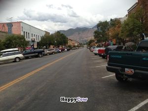 View of the old town Ogden street at A Good Life Cafe and Juice Bar in Ogden