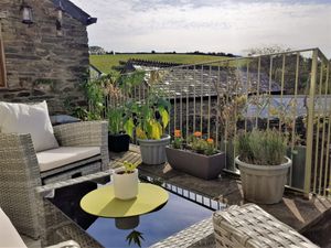 Terrace at Haye Cornwall – Vegan-friendly holiday cottage with rescue animals in 25 acres in Liskeard