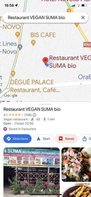 Google map  at Vegan Suma in Porto-novo