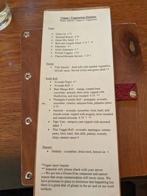 Ask for the veg menu! at Tona in Ogden