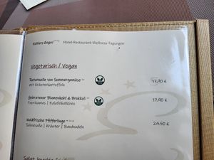 Veganes Angebot Stand Mitte August 2023 at Hotel Kohlers Engel in Buehl