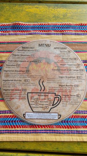 Menu at El Fogon Del Cayo in San Ignacio