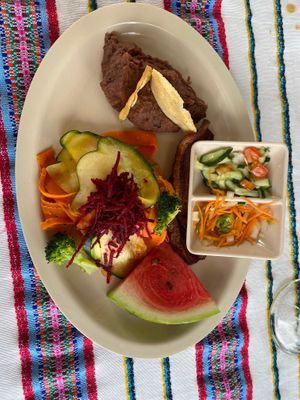 Vegan breakfast  at El Fogon Del Cayo in San Ignacio