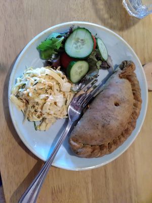 Vegan pasty with salad and coleslaw (July 2025) at National Trust - East Riddlesden Hall in Keighley