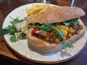 Crunchy Coronation chickpea sandwich (June 2024) at Smiths Arms in Harrogate