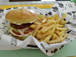 Spicy burger comes with a tonne of fries at BigBang Burger in Antalya