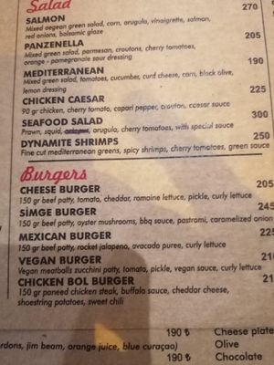 Menu at Simge Gourmet Kitchen in Antalya