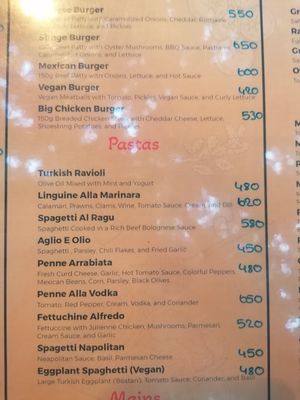 Menu 2025 at Simge Gourmet Kitchen in Antalya