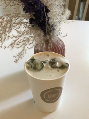 matcha latte  at Vegan Vibes in Berlin