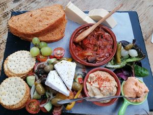 Vegan platter (None vegan item in bottom right corner!) at Relish Cheese and Wine  in Wigan