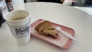 Cherry pie and coffee for my inner agent Cooper  at The Moody Vegan in Los Angeles