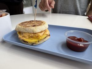 McMoody sandwich with spicy ketchup   at The Moody Vegan in Los Angeles