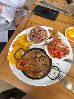 Veg dish with brown sauce.  at Salsa Brava Restaurante Caribeño in Puerto Viejo De Talamanca