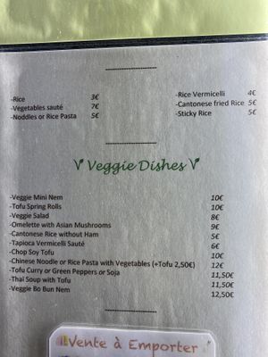 Végétarien menu  at Baguettes d'Argent in Nice