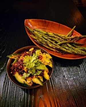 Spicy cucumbers and wok-fried green beans at Bodhi Kitchen in Rehoboth Beach