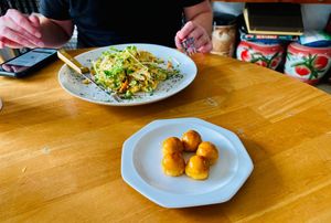 Vegetarian pancake and vegan dessert. at Fren's Get Together  in Kuching