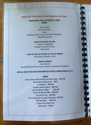 Menu at Fren's Get Together  in Kuching