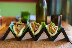 Half moon steamed buns - jackfruit Rendang at Ginger Moon in Seminyak