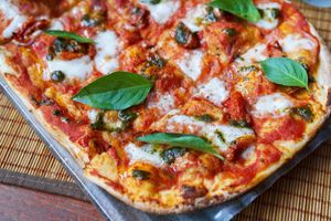 Bali Margaretta pizza - vegan cheeses available  at Ginger Moon in Seminyak