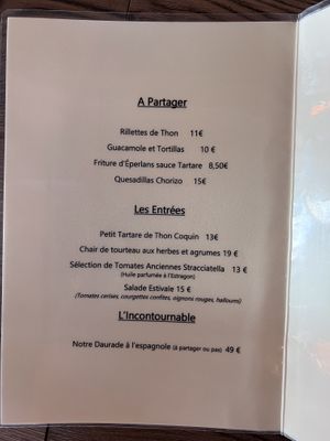Le menu  at La Barbade in La Baule-escoublac