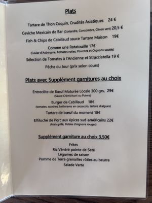 Le menu  at La Barbade in La Baule-escoublac
