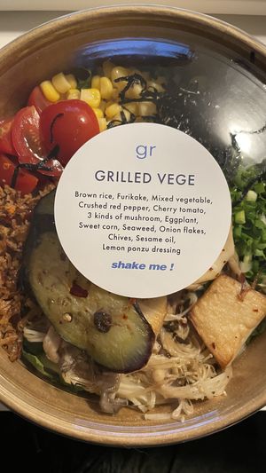 Grilled vege poke bowl (I chose oriental dressing)  at Greener 그리너 in Seoul
