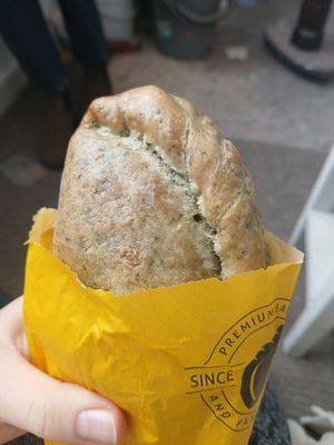 Vegan curry pasty at Rowe's Cornish Bakers in Penzance