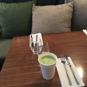 Soy green tea latte at Cafe Pinson - Marais in Paris