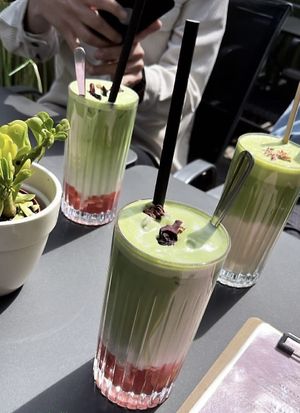 Matcha Strawberry Latte with Oatmilk  at Maison Le in Magdeburg